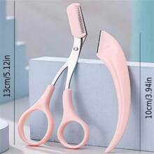 Tijeras recortadoras de cejas con peine para mujer y hombre, herramienta de maquillaje para eliminar y dar forma a las cejas, de acero inoxidable, accesorios de barbería, corte de cabello, bolsa organizadora de almacenamiento, accesorios para el cabello