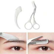 Tijeras recortadoras de cejas con peine para mujer y hombre, herramienta de maquillaje para eliminar y dar forma a las cejas, de acero inoxidable, accesorios de barbería, corte de cabello, bolsa organizadora de almacenamiento, accesorios para el cabello