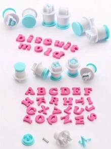 一套大小写英文字母、阿拉伯数字、糖霜蛋糕印刷模具、压花印章、字母、数字、饼干烘焙弹簧模具、家用厨房烘焙工具、蛋糕装饰 - 藍白色 - 查看 8
