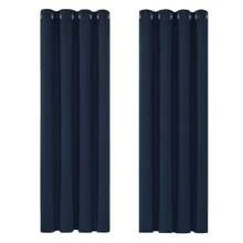 Bộ 2 rèm cách nhiệt, rèm chống lạnh có lỗ, rèm mờ, rèm che nắng phòng ngủ, làm tối, cách nhiệt - Màu xanh hải quân - Xem 2
