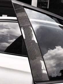 1pc Car Door Protector, Carbon Fiber Adhesive Guard Sill Scuff Plate Door Sill Trim, Universal Auto Accessory - Black - View 5