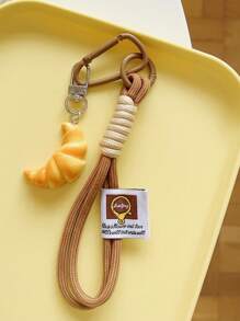 1pc Simulatie Voedsel Hanger, Decoratieve Sleutelhanger Inclusief Sushi, Rijstbal, Chips, Gebakken Kip, Gebakken Ei, Handgemaakt Touw, Mode Accessoire Voor Tas, Telefoon, Camera, Unisex Klein Cadeau