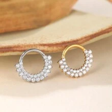 1 件钛合金双氧化锆环状耳环耳甲软骨耳屏穿孔身体首饰女士 - TF655 - 查看 6