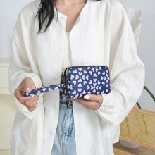 1pc Women's Clutch Wallet, Large Capacity 3-Zipper Handbag, Daily Makeup Pouch, Can Hold Keys & Coins - Multicolor - View 5