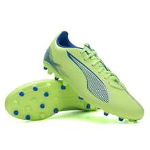 Puma 男子足球鞋ULTRA 5 PLAY MG 人工草皮訓練入門級運動鞋MG釘鞋 107906-03 - 青蘋綠-白-藍色 - 查看 2