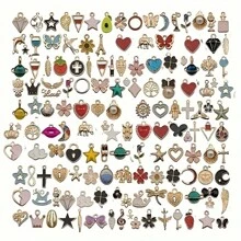 WGRXIRANYKM 20/50 Stücke/Lot gemischte Cartoon Tier Baum Email kreative Charms, hochwertige Perlen für Schmuckherstellung, DIY Anhänger, Halskette, Armband, Ohrringe, Ketten, Dekorationszubehör