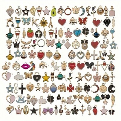 WGRXIRANYKM 20/50Pcs/Lot Mixed Cartoon Animal Tree Enamel Creative Charms Exquisite Beads For Jewelry Making DIY Pendant Necklace Bracelet Earrings Chains Decoration Accessories