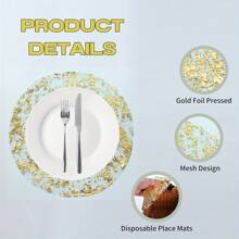1/4/12pcs Disposable Golden Placemats Round 33.02 Cm Golden Foil Mesh Pressed Fall Table Mates Golden Doilies For Dining Table Wedding Birthday Party Holiday Home Decoration