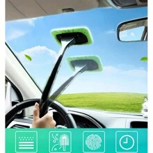 Window Wind Shield Cleaning Tool: Ultra Microfiber Car Glass Squeegee & Cleaner Brush - Multicolor - View 2