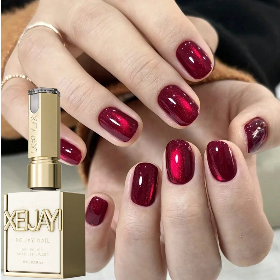 XEIJAYI 1Pc 15ml Ankela Red Dark Plum Gel Nail Polish Starter Pure Soak Off No Wipe Nail Gel Polish Suitable For New Year-No Magnetic Stick Included - Màu Đỏ Sâu - Xem 1