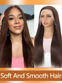 Brown Straight Lace Front Wigs 13x4 Human Hair Wigs Transparent Lace Frontal Wig Pre Plucked Remy Brazilian Human Hair Wigs 150% Density