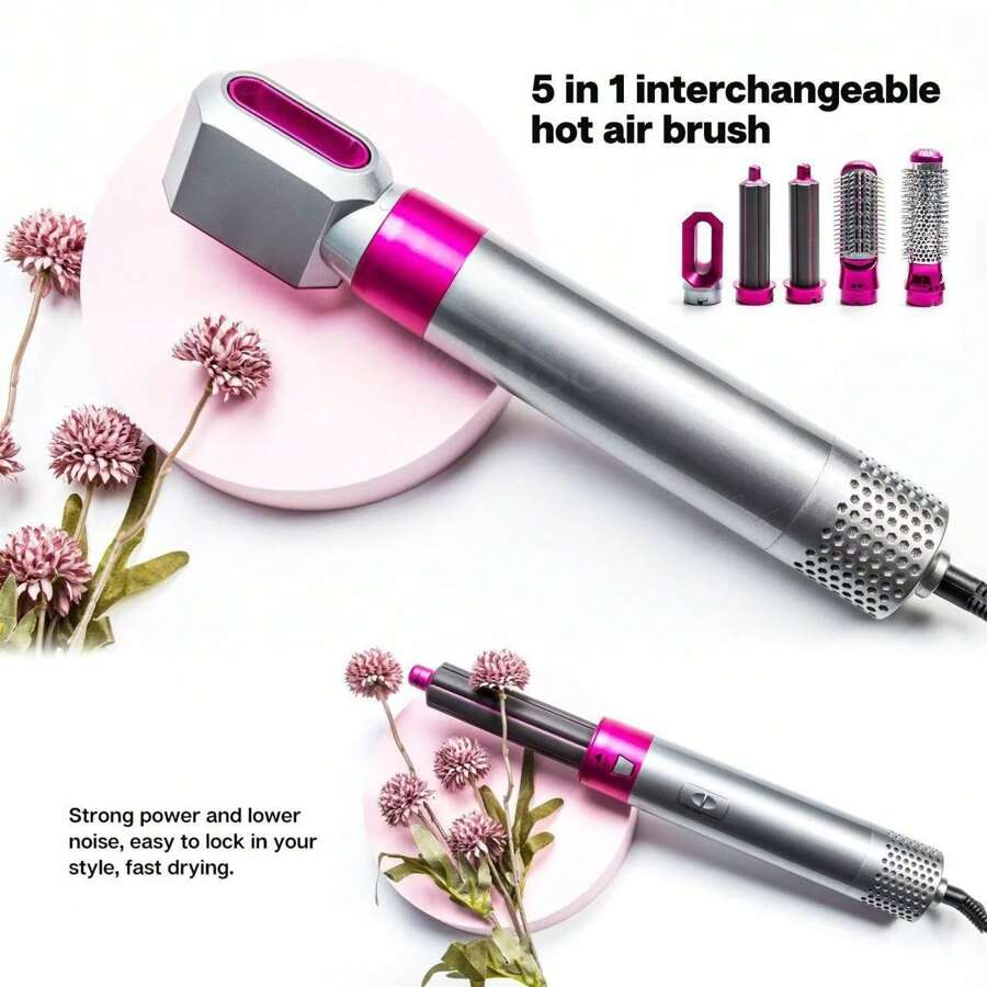 Multifunctional Five-In-One Automatic Curling Iron Straight Hair Comb Styling Curling Straight Comb Electric Hair Dryer Hair Dryer Comb - UK Plug(220-240V) - View 1