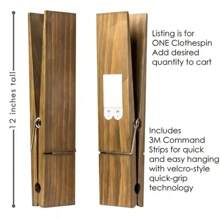 Bathroom Towel Holder Wooden Giant Towel Wall Mounted Bathroom Towel Holder Rural Style Large Clothespin Hook - Black - View 5