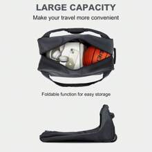 55L Foldable Trolley Travel Bag Large Capacity 2 Wheeled Rolling Duffel Lightweight Carry-On Hand Luggage Collapsible Weekender Bag With Telescopic Handle - 深灰色 - 查看 7