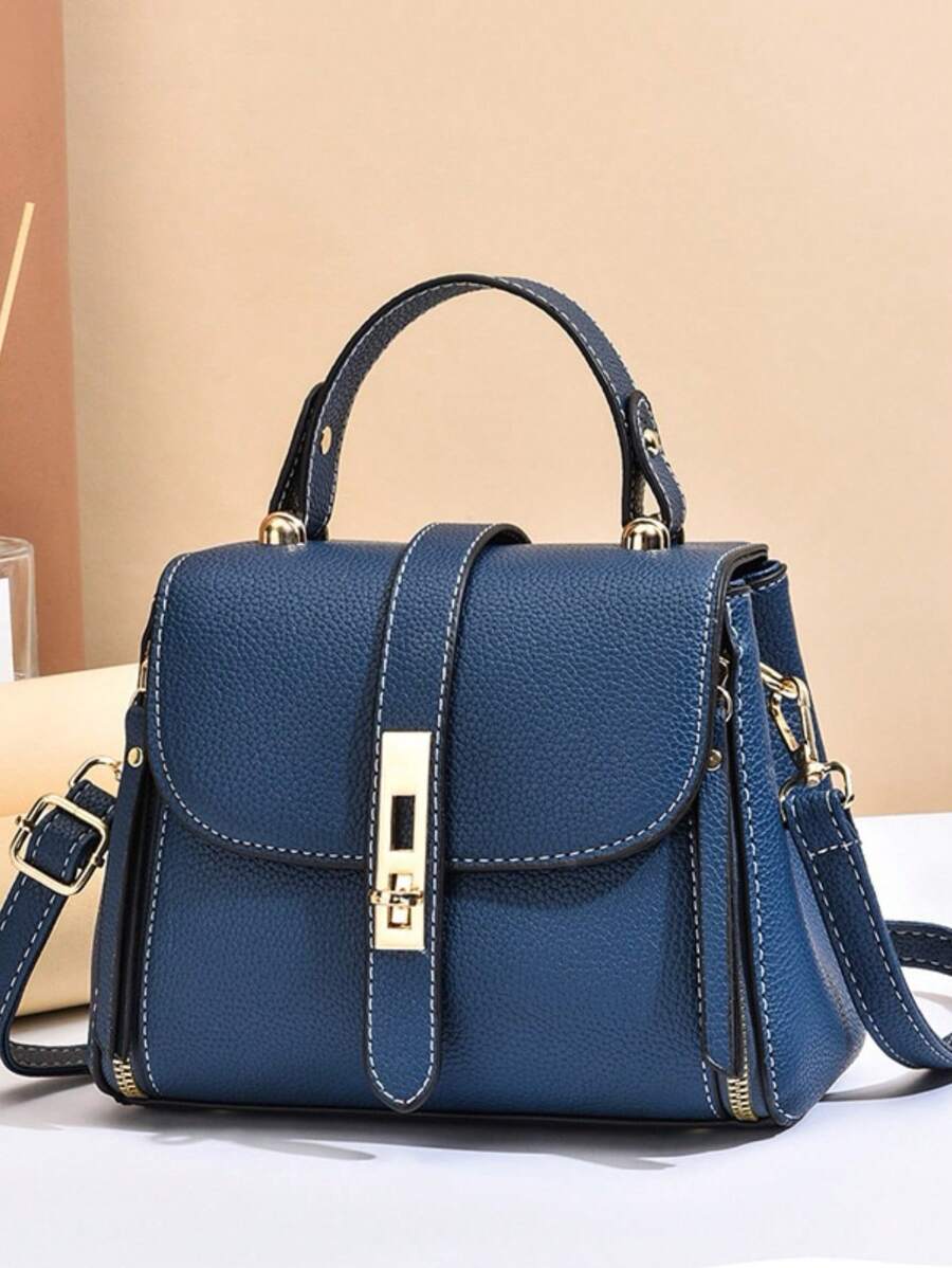 Women's Crossbody Bag Portable Crossbody Travel Medium New Details(DX2632) - Màu xanh lam - Xem 1