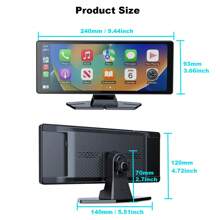 BDQ 9 Inch IPS Touch Screen Wireless Carplay & Android Auto Screen, Portable Car Stereo With Car Play, Navigation With Mirror Link, Bluetooth, AUX/FM, Gift Of Drive Mate - 10.26 inches - View 9