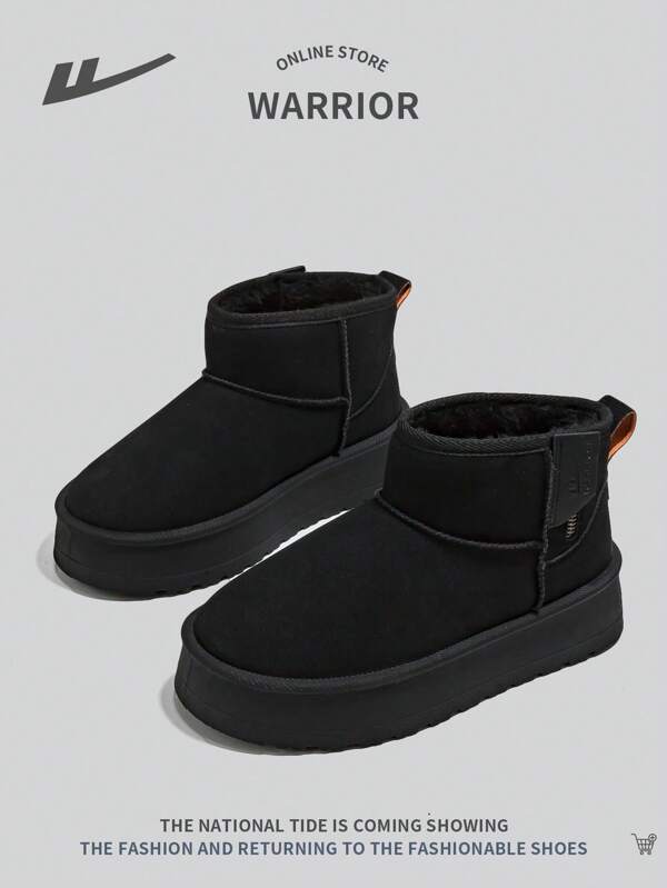 WARRIOR 1 Coppia Stivali da Neve con chiusura lampo Laterale da Donna, Moda Versatile Retrò Piattaforma Inverno Termicamente Foderati Caldi Stivali da Neve Casual