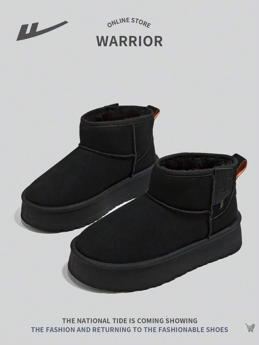 WARRIOR 1 Coppia Stivali da Neve con chiusura lampo Laterale da Donna, Moda Versatile Retrò Piattaforma Inverno Termicamente Foderati Caldi Stivali da Neve Casual
