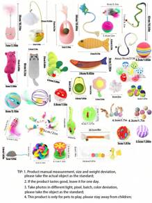 1/3/5/10/15/20 pièces Ensemble de jouets pour chats - Clochettes, Balles, Poteaux à griffer en sisal, Cannes de taquinage interactives, Jouets de souris, Fournitures pour animaux de compagnie, Cadeau d'anniversaire/fête
