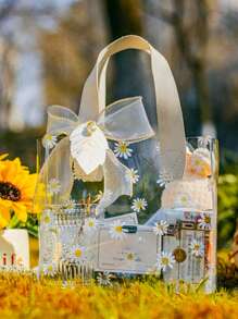 5pcs/Set Birthday Gift Bags, (Excluding Ribbons, Plain Handbag) Transparent PVC Tote Bags, Wedding Candy Gift Bags, Simple Style Unprinted Handbag, Large Capacity Cosmetic Storage Bags, Birthday Party Favor Bags, Christmas, Back To School Plastic Waterproof Gift Bags, Transparent Gift Bags For Wedding, Housewarming Shower