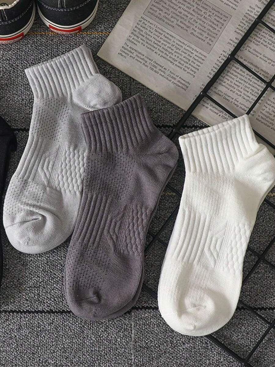 4 Pairs Unisex Breathable Odor-Resistant Antibacterial Solid Color Sports Socks - Multicolor - View 1