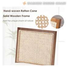 WAHSON OFFICE CHAIRS 2PCS Wahson Rattan And Wood Dining Chair, Retro Solid Wood Dining Chair, Modern Kitchen Chair For Dining Room And Living Room, Walnut - Beige - View 4