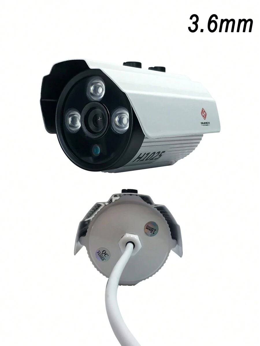 1 Pieza cámara de vigilancia, resistente al agua, luz LED,Cámara HD de 3,6 mm, 12 V, visión nocturna HD - Blanco - Ver 1