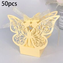 50 piezas Caja de chocolate con forma de mariposa cortada con láser, caja de regalo con mariposa de unicolor, caja de caramelos para boda, bolsa de caramelos de regalo, embalaje de caramelos para fiesta en caja de papel con mariposa, precio talla grande bajo, suministros para pequeños negocios, caja de regalo, decoración de boda, boda, caja de regalo, suministros de boda