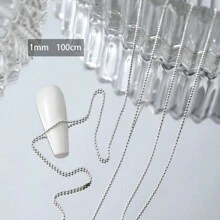 Catene di lunga 100 cm di lusso con cristalli scintillanti e strass, art nail in metallo steel con glitter argentati di 1,5 mm, decorazione fai da te per manicure francese elegante, formine a cuore e rettangolari, senza odore, accessori arte di unghie per donne e ragazze