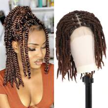 Full Double Lace Braided Wigs Knotless Spring Twisted Braids Wigs Passion Twist Wigs For Women 16 Inches Synthetic Lace Front Bob Braid Hair Wigs