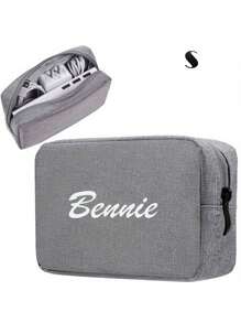 1pc Customized Canvas Storage Bag, Cable Organizer Box Travel Bag, Small Electronics/SD Card/Power Bank Storage Pouch - Multicolor - View 5