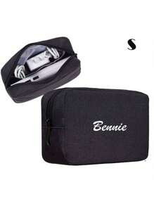 1pc Customized Canvas Storage Bag, Cable Organizer Box Travel Bag, Small Electronics/SD Card/Power Bank Storage Pouch - Multicolor - View 7