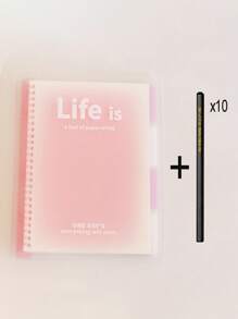 A5 Loose-Leaf Notebook With Transparent Gradient Cover, Memo Pad, Journal,School Supplies,Back To School - Purple - View 15