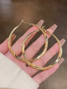1 Pair Metal Circular Hoop Earrings, European And American Style - 3499 Gold - View 2