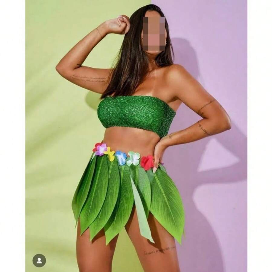 Saia Havaiana Folhas - Verde - Visão 1
