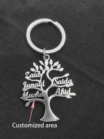 Personalized Genealogy Keychain - Custom Name Engraved On Stylish Stainless Steel Keyring