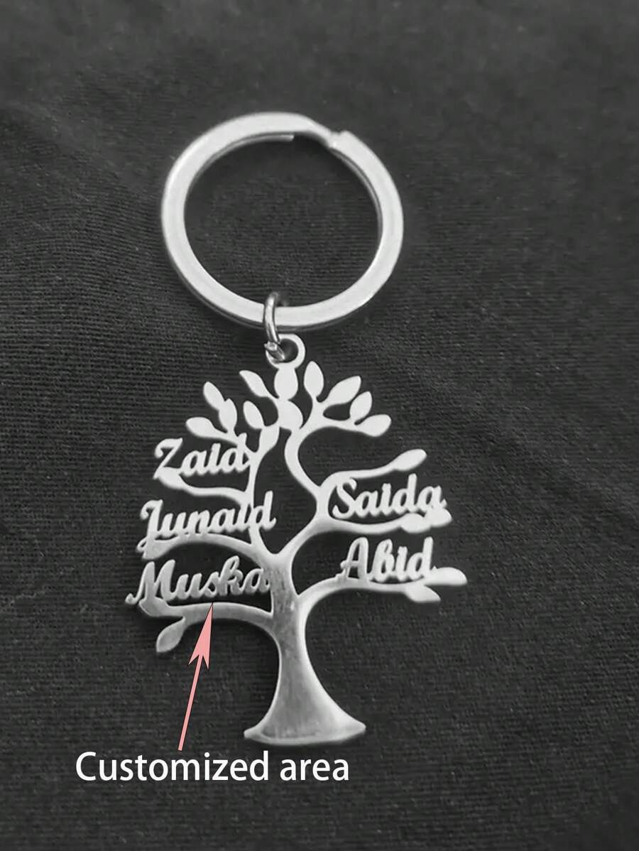 Personalized Genealogy Keychain - Custom Name Engraved On Stylish Stainless Steel Keyring,Christmas Gift Supplies