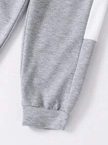 年轻男孩字母印花短袖 T 恤和长裤休闲装 - 灰色 - 查看 5