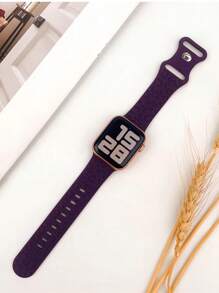 Unbeinst 1pc Leopard Print Carved Soft Silicone Watch Band Compatible With Watch Ultra Series 10 9 8 7 SE 6 5 4 3 2 1 - Mulberries - View 3