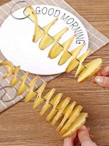1set Tornado Potato Slicer, Vegetable Spiral Slicing Machine, Portable Potato Barbecue Skewer, Suitable For Camping, For BBQ, French Fries, Tornado Potatoes, Potato Chip Making Machine, Potato Slicer, Spiral Potato Slicer, Hand-Operated Vegetable Processing Machine Cutter, Barbecue Tools, Kitchen Accessories, Kitchen Tool.