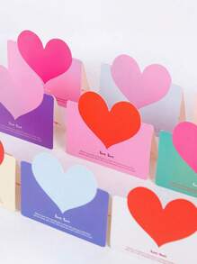 24pcs Heart Shaped Valentine's Day Greeting Cards, Folding Love Note Cards For Flower Shop, Gifts, Birthday, Thanksgiving (Random Colors)
