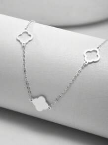 SYMFNY 1 SET de 2 pièces Bracelet et collier en argent sterling 925 de fleur creuse brillante de haute qualité. Accessoires de bijoux de luxe et de haute qualité pour la Saint-Valentin