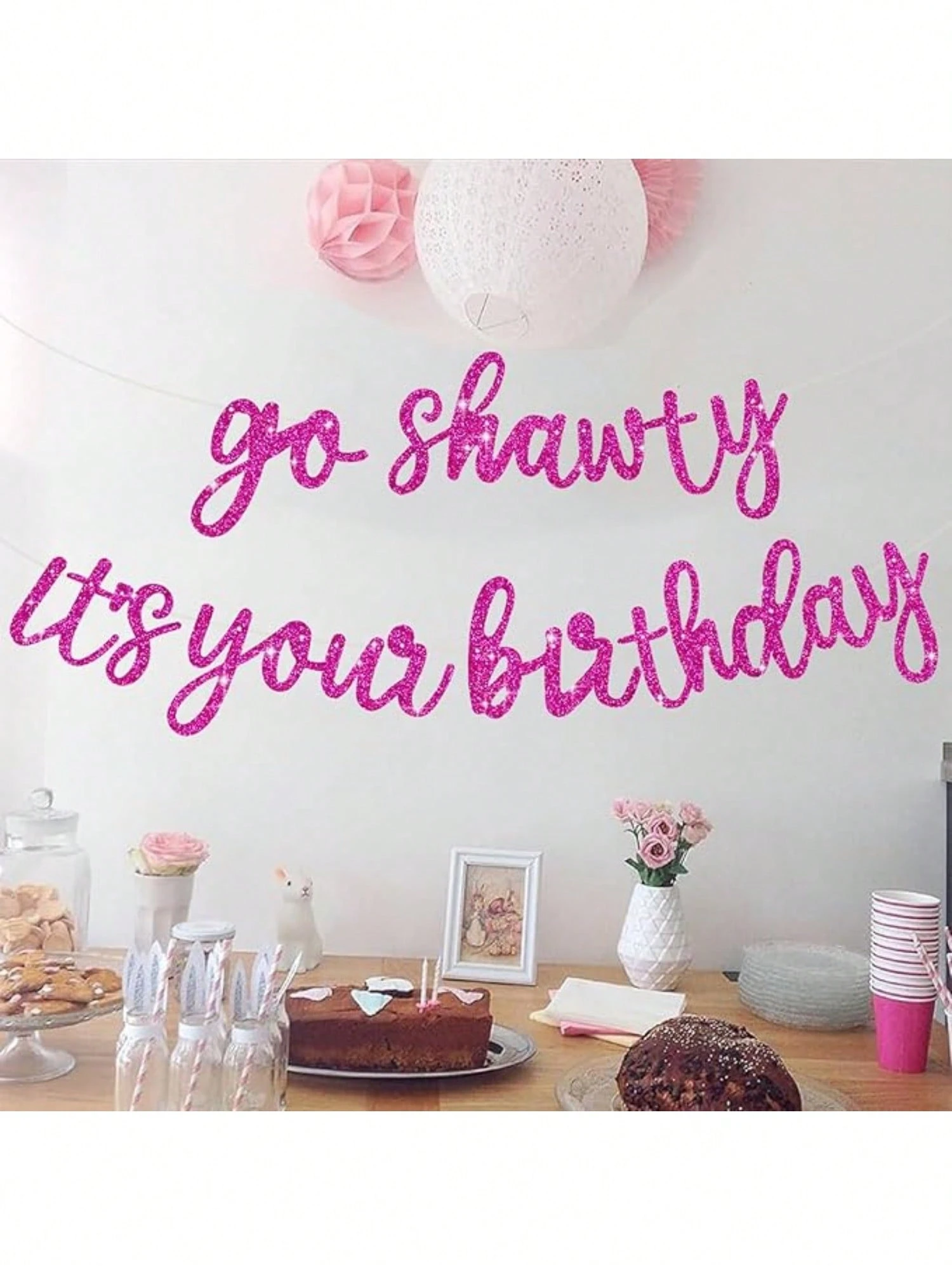 Go Shawty It's Your Birthday Banner – Hip Hop Party Deko, 1,4m Lang, Fertig Montiert (Silber)