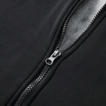 男友风格男士冬季加厚羊毛连帽衫，纯色保暖外套健身服男友风格男士 - 黑色 - 查看 8