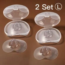SAIDAH 2 piezas Protectores de pezones de silicona con forma de mariposa para alimentación de la madre lactante, cubierta de pezones suave con estuche de PP