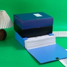 3pcs/Set A4 Colored Thick Folding File Folders Box, Customized Plastic Filing Box For Office Supplies, Contract & Document Storage - Multicolor - View 2