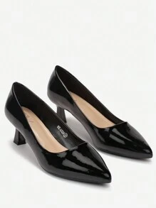 Chaussures à talons hauts élégantes et simples de couleur unie à la mode, talons hauts - Noir - Voir 1