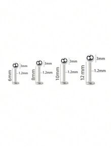 3Pcs/4Pcs 16G Stainless Steel Lip Rings Labret Nose Studs Piercing Monroe Nose Studs Cartilage Tragus Helix Earring 6/8/10/12mm