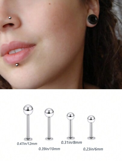 3Pcs/4Pcs 16G Stainless Steel Lip Rings Labret Nose Studs Piercing Monroe Nose Studs Cartilage Tragus Helix Earring 6/8/10/12mm