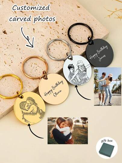1 pezzo Portachiavi personalizzato inciso su doppia faccia, personalizzabile con immagini o testo, portachiavi foto incisa a laser, regalo per coppia, regalo per anniversario, colorato, carino, adorabile, divertente, Kawaii, stile Y2K, unisex, casual, personalizzato, unico, idea regalo ideale per lui, idea regalo ideale per lei, lei, ragazzo, ragazza, famiglia, amici